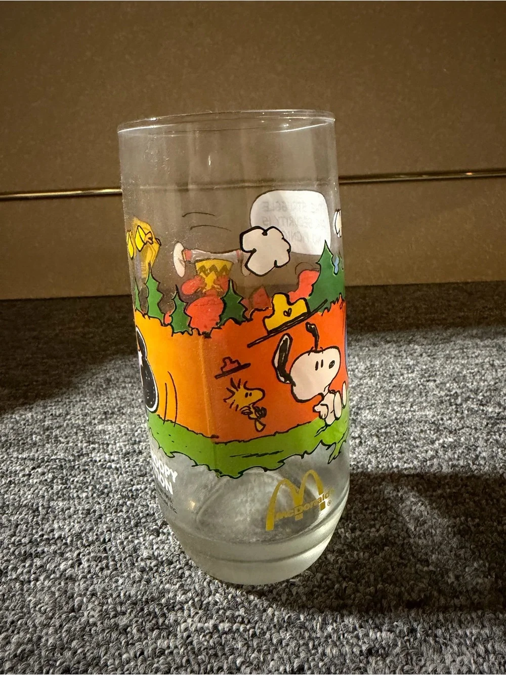 McDonalds PEANUTS Woodstock & Lucy Camp Snoopy Collection Cartoon Glass
